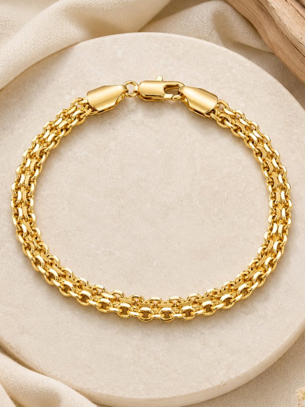 18K Gold 7.5" Womens Chain Link Style Bracelet New 7.5 inch 18 K Silver Jewelry